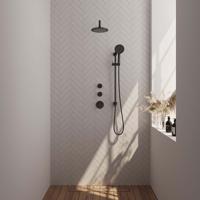 Inbouw Regendouche Set Brauer Black Edition Gebogen Wanduitloop Ronde Hoofddouche 20 cm Met Twee Stopkranen Handdouche 3 Standen en Glijstang Mat - thumbnail