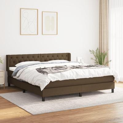 Boxspring met matras stof donkerbruin 160x200 cm