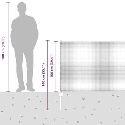 VidaXL Hek met paal zilver 1 x 25 m staal