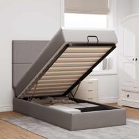 Ottoman bed met matras 90x190cm stof taupe - thumbnail