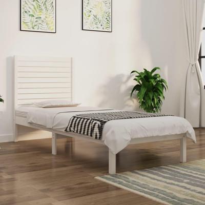 Bedframe massief hout wit 90x190 cm