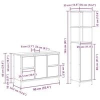 Badkamermeubelset 2 pcs Gerookte eik en Zwart 36 x 35 x 165 cm - thumbnail