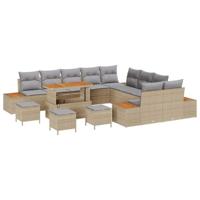 Tuinbankenset 14 pcs Beige poly rattan - thumbnail