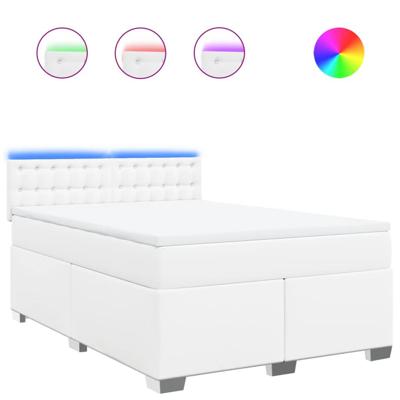 Boxspring met matras kunstleer wit 140x200 cm - thumbnail
