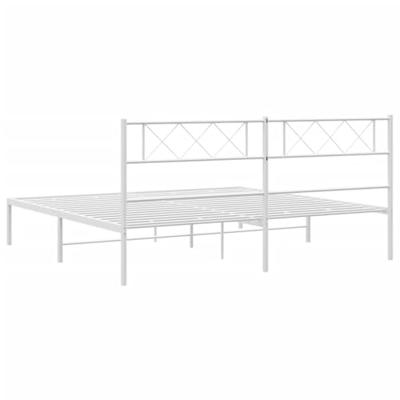 Bedframe met hoofdbord metaal wit 193x203 cm Bedframe met hoofdbord metaal wit 193x203 cm