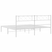 Bedframe met hoofdbord metaal wit 193x203 cm - thumbnail