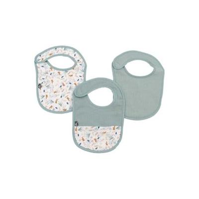 Verpakking van 3 slabbetjes - DOMIVA - 0-6 maanden - Katoenen gaas - Celadon