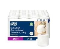 Tork Toiletpapier Extra Soft 3-laags, Wit, 155 Vel ,voor systeem T4, pak van 8 rollen - thumbnail