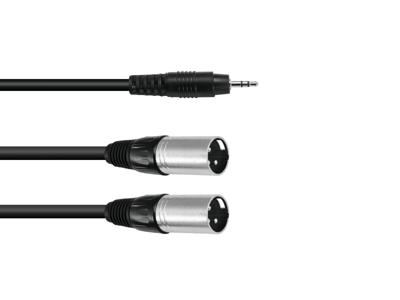 OMNITRONIC Adapter Cable 3.5 Jack/2xXLR(M) 3m bk