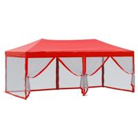 Partytent inklapbaar met Mesh zijwanden 3x6 m rood - thumbnail