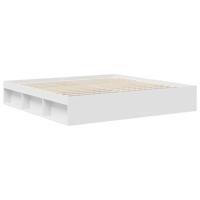 Bedframe met hoofdeinde Wit 200 x 200 cm Massief grenenhout - thumbnail