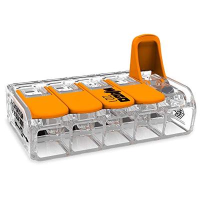 Wago Lasklem 221-615 hevelklem 5 draden voor soepele en massieve draad van 0,5 tot 6mm²