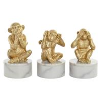 Decoratieve figuren DKD Home Decor Wit Gouden Tropisch Overalls 10,5 x 10,5 x 18,5 cm (3 Onderdelen) - thumbnail