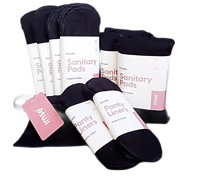 Wasbaar maandverband – ImseVimse Full Cycle Kit (Design: Zwart) - thumbnail