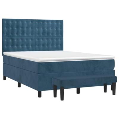 Boxspring met matras fluweel donkerblauw 140x200 cm