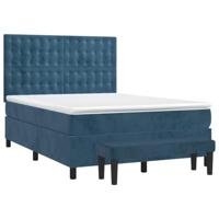 Boxspring met matras fluweel donkerblauw 140x200 cm - thumbnail