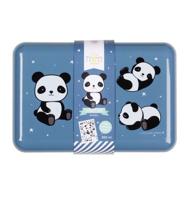 A Little Lovely Company broodtrommel Panda 18 cm polypropyleen zwart/blauw - thumbnail