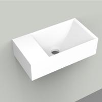 Fontein Arcqua Marble Free 40x22x12 cm Links Zonder Kraangat Mat Wit - thumbnail