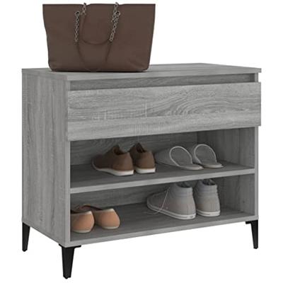 VidaXL Schoenenkast 70x36x60 cm bewerkt hout sonoma grijs VidaXL Schoenenkast 70x36x60 cm bewerkt hout sonoma grijs