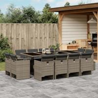 13-delige Tuinset met kussens poly rattan grijs - thumbnail
