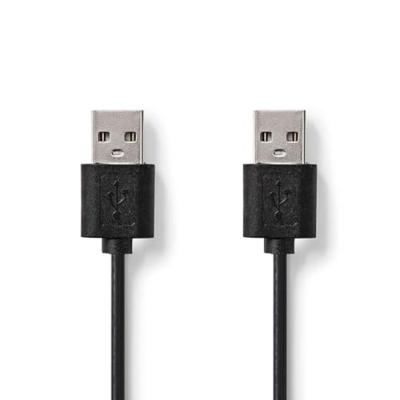 Nedis USB-Kabel | USB 2.0 | USB-A Male | USB-A Male | 480 Mbps | Vernikkeld | 2.00 m | Rond | PVC | Zwart | Label - CCGL60001BK20