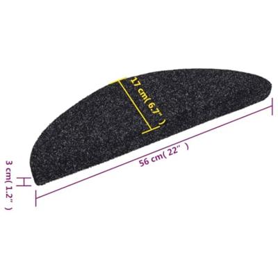 VidaXL Trapmatten zelfklevend 56x17x3 cm naaldvilt zwart 15 st