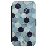 iPhone X/XS flipcase - Marmer blauw kubussen - thumbnail