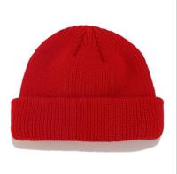 Effen kleuren korte winter brei Skullcap voor mannen/vrouwen maat: M (56-58cm) (rood) - thumbnail