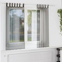 Gordijnen voile met tab top 2 st zwart - thumbnail
