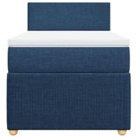 Boxspring met matras stof blauw 90x200 cm - thumbnail