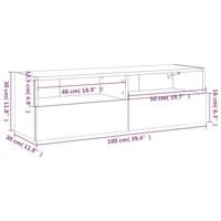 Tv-wandmeubel 100x30x30 cm bewerkt hout grijs sonoma - thumbnail