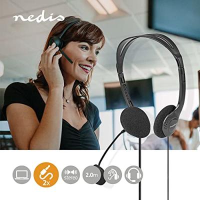 Nedis CHST100BK Pc-headset On-ear 2x 3,5 Mm Connectoren 2,0 M Zwart