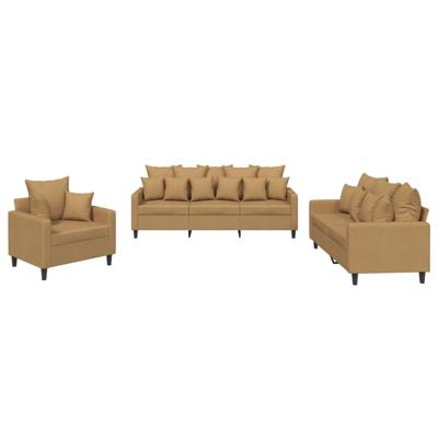 4-delige Loungeset met kussens fluweel bruin - thumbnail
