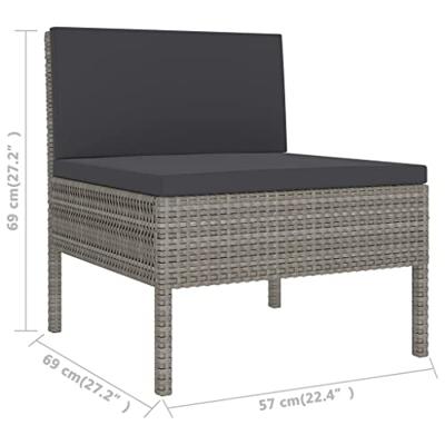 3-delige Loungeset met kussens poly rattan grijs 3-delige Loungeset met kussens poly rattan grijs
