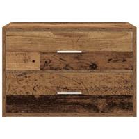 Kast met 2 lades 60x31x40 cm bewerkt hout oud houtkleurig - thumbnail