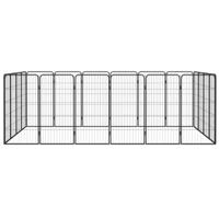 Hondenkennel 20 panelen 50 x 100 cm gepoedercoat staal zwart - thumbnail