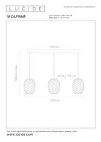 Lucide WOLFRAM - Hanglamp - 3xE27 - Mat Goud / Messing - thumbnail