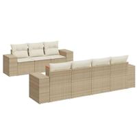8-delige Loungeset met kussens poly rattan beige - thumbnail