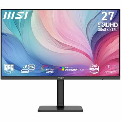 MSI Modern MD272UPHG 27 inch UHD Office Monitor - 3840 x 2160 IPS Panel, 60Hz, Eye-Friendly Screen, VESA Mountable, 4-weg verstelbaar - HDMI 2.0b, DisplayPort 1.4a, Type-C, USB-B, USB-A