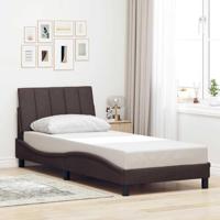 Bedframe zonder matras "Hanko" 90x200 cm stof donkerbruin - thumbnail