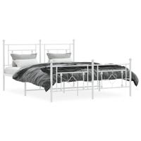 Bedframe met hoofd- en voeteneinde metaal wit 160x200 cm - thumbnail