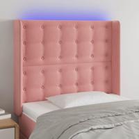 Hoofdbord LED 93x16x118/128 cm fluweel roze - thumbnail