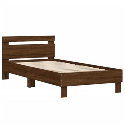 Bedframe met hoofdbord zonder matras bruin eiken 100x200 cm Bedframe met hoofdbord zonder matras bruin eiken 100x200 cm