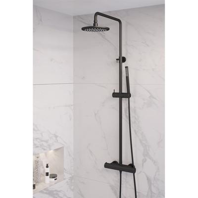 Opbouw thermostatische regendouche SET 01 met 20 cm douchekop - mat zwart