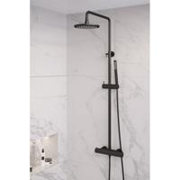 Opbouw thermostatische regendouche SET 01 met 20 cm douchekop - mat zwart - thumbnail