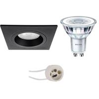 LED Spot Set - Pragmi Rodos Pro - GU10 Fitting - Inbouw Vierkant - Mat Zwart - 93mm - Philips - CorePro 830 36D - 3.5W - Warm Wit 3000K - thumbnail