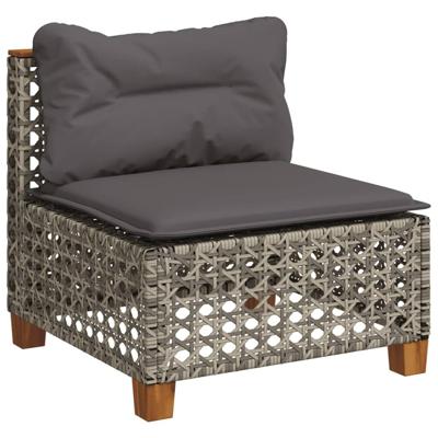 5-delige Loungeset met kussens poly rattan grijs - thumbnail