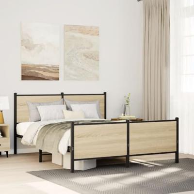 Bedframe zonder matras metaal sonoma eikenkleurig 140x190 cm