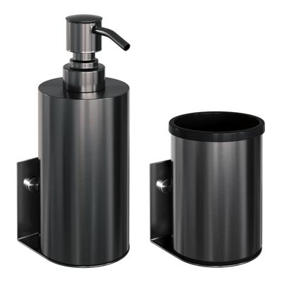 Zeepdispenser en Beker BRAUER Model A Incl. Wand Ophanging en Magnetisch opzetvlak Geborsteld Gunmetal