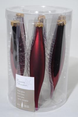 6 kerstpegels ossenbloed glans-mat - Ksd